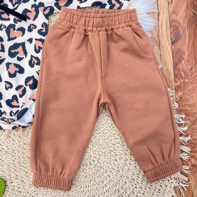Conj. Body Manga Longa Oncinha e Calça de Moletom - Marrom